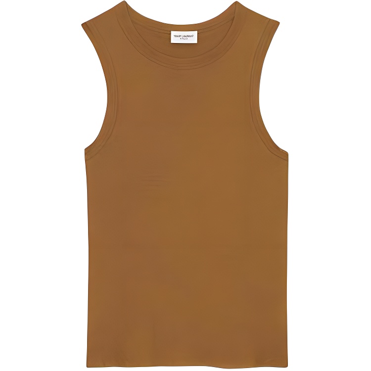 (Women) SAINT LAURENT  Brown Sleeveless Pullover Knit Tank Top 778571Y37OK7745