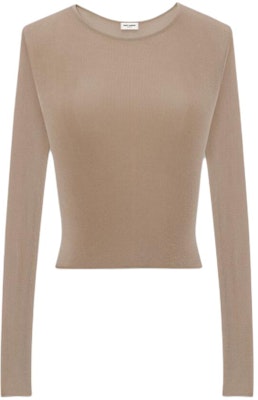 (W) SAINT LAURENT 棕色修身長袖圓領T恤 735702Y76BM2832 Order (W) SAINT LAURENT 棕色修身長袖圓領T恤 735702Y76BM2832