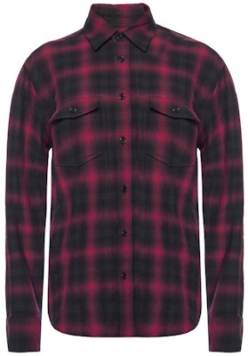 (Women) Saint Laurent Burgundy Plaid Single-Breasted Long-Sleeve Shirt 542761Y826L6461 Buy (Women) Saint Laurent Burgundy Plaid Single-Breasted Long-Sleeve Shirt 542761Y826L6461