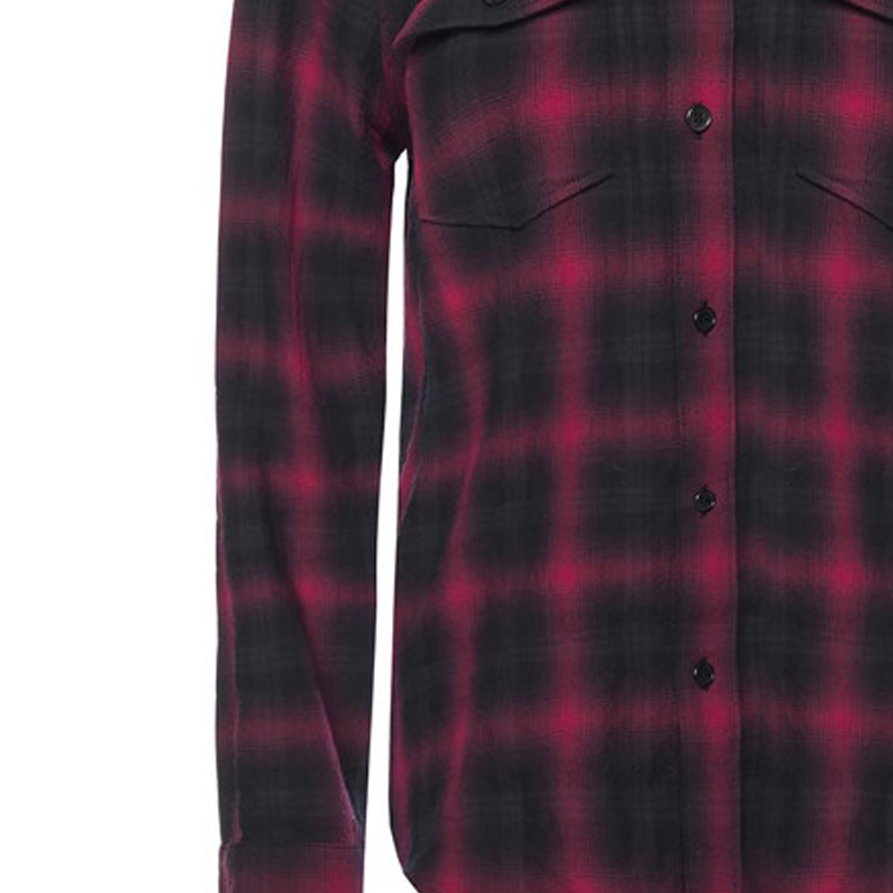 Details for (W) Saint Laurent Camisa Burdeos Cuadros de Manga Larga y Corte Entallado 542761Y826L6461