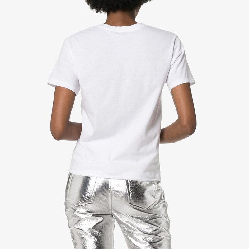 Shop (Women) SAINT LAURENT  Casual Letter Print Short-Sleeve T-Shirt White 577070YBJJ2