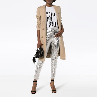 (Women) SAINT LAURENT Casual Letter Print Short-Sleeve T-Shirt White 577070YBJJ2 Purchase (Women) SAINT LAURENT Casual Letter Print Short-Sleeve T-Shirt White 577070YBJJ2