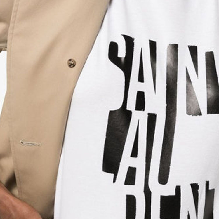 Details for (Women) SAINT LAURENT  Casual Letter Print Short-Sleeve T-Shirt White 577070YBJJ2