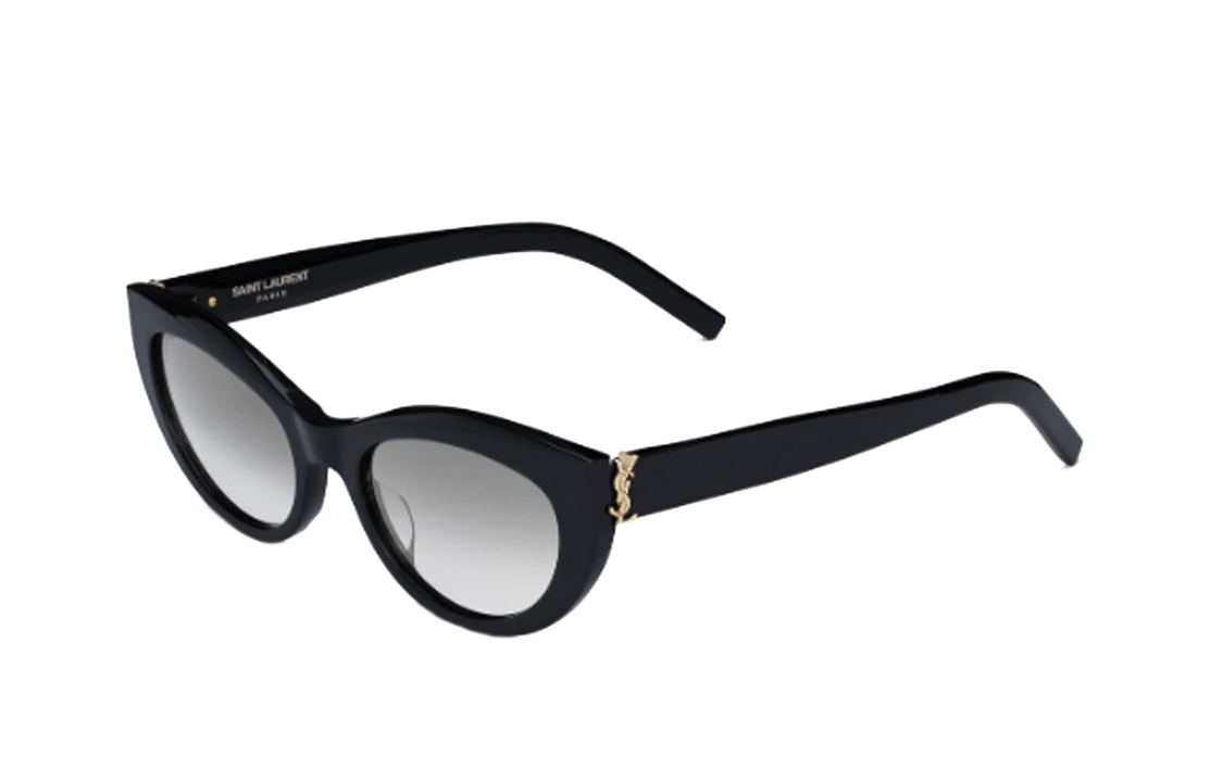 (Women) SAINT LAURENT  Cat Eye Sunglasses Black with Side Logo 736459Y99561014
