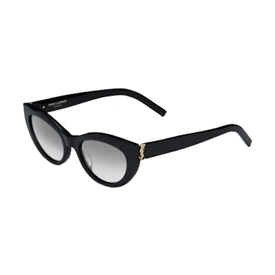 (Women) SAINT LAURENT Cat Eye Sunglasses Black with Side Logo 736459Y99561014