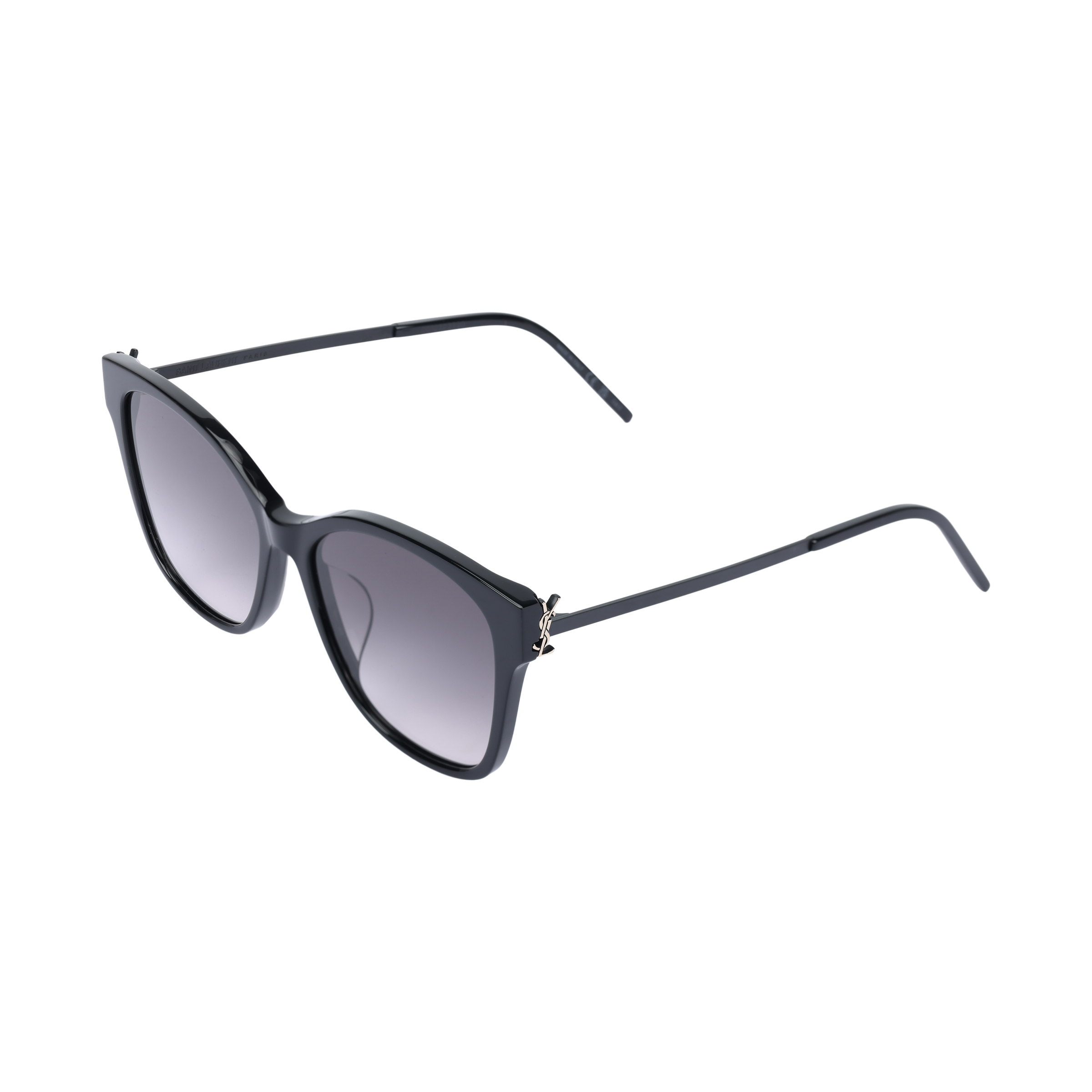 (Women) Saint Laurent  Cat Eye Sunglasses Black with Logo Temple Design. SLM48SK002
