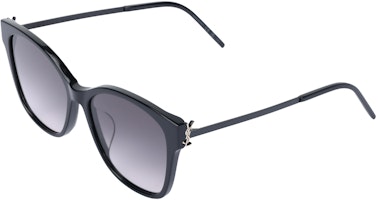 (Women) Saint Laurent Cat Eye Sunglasses Black with Logo Temple Design. SLM48SK002 (Women) Saint Laurent Cat Eye Sunglasses Black with Logo Temple Design. SLM48SK002