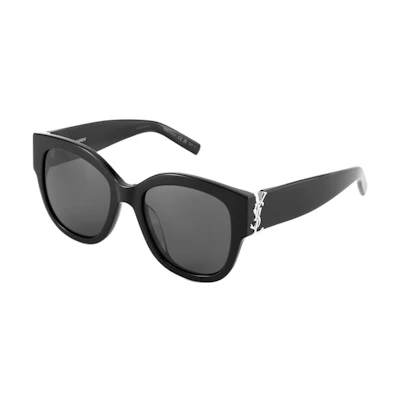 (Women) SAINT LAURENT Classic Logo Black Square Acetate Sunglasses SLM95F005BLACKBLACKGREY