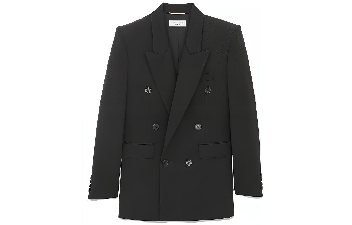 (Women) Saint Laurent  Double-Breasted Blazer Jacket Black 736799Y2F351000