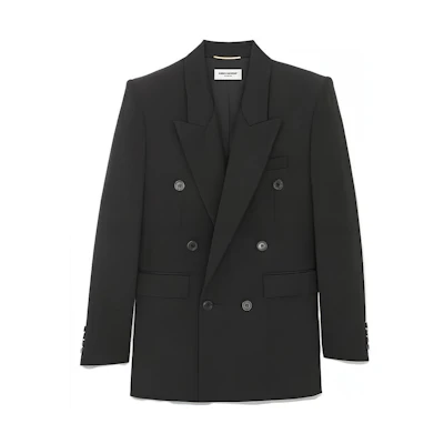 (Women) Saint Laurent Double-Breasted Blazer Jacket Black 736799Y2F351000