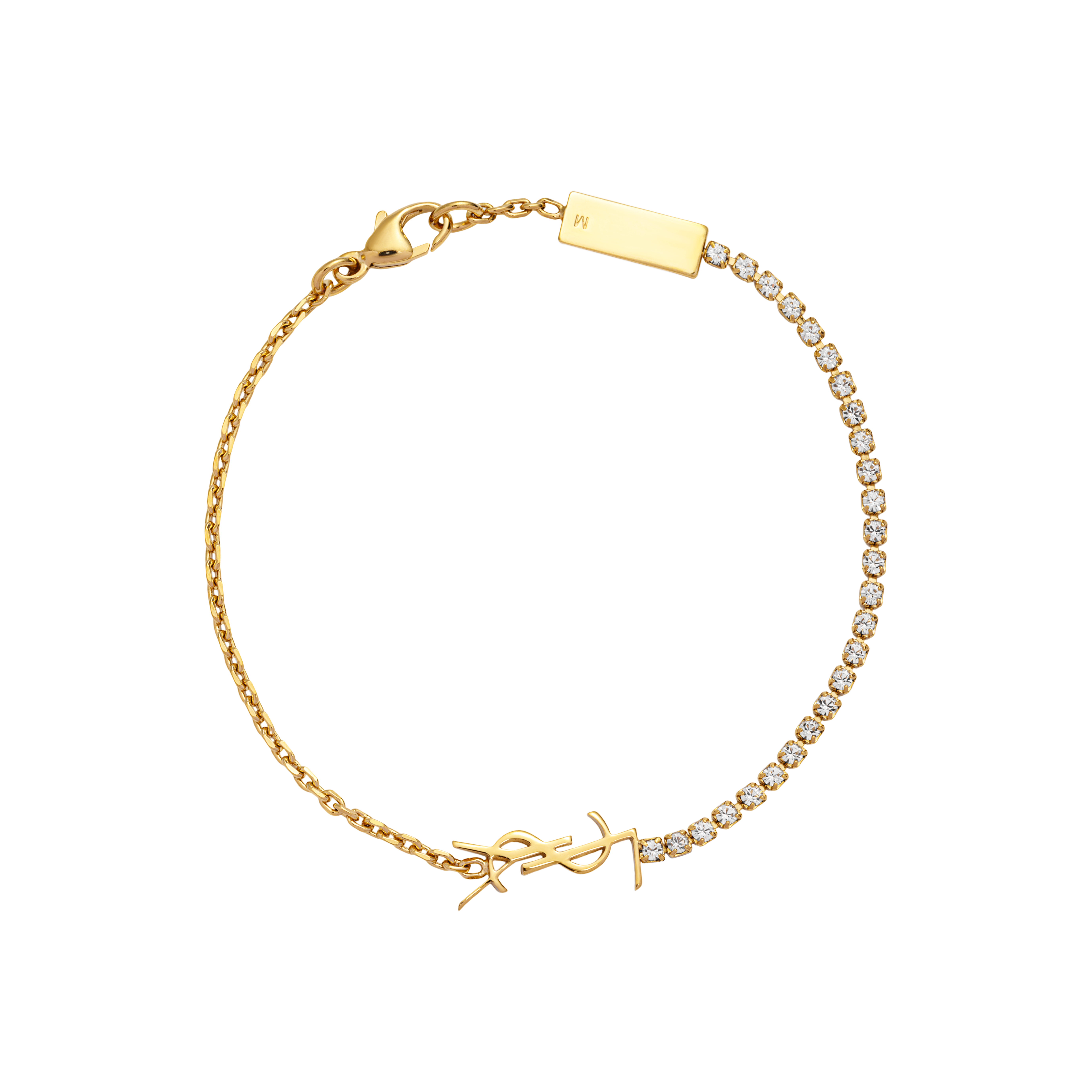 Lookbook (W) 聖羅蘭金手鏈 - 玻璃, 黃銅, 金屬, 水鑽, 標誌設計 712345Y15268066