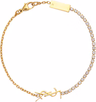 Lookbook (Women) Saint Laurent Gold Bracelet - Glass, Brass, Metal, Rhinestone, Logo Design 712345Y15268066