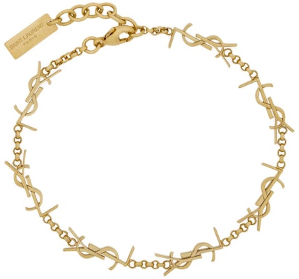 (Women) SAINT LAURENT Gold Brass Bracelet with Engraved Metal Logo Plaque. 757664Y15008030 Buy (Women) SAINT LAURENT Gold Brass Bracelet with Engraved Metal Logo Plaque. 757664Y15008030