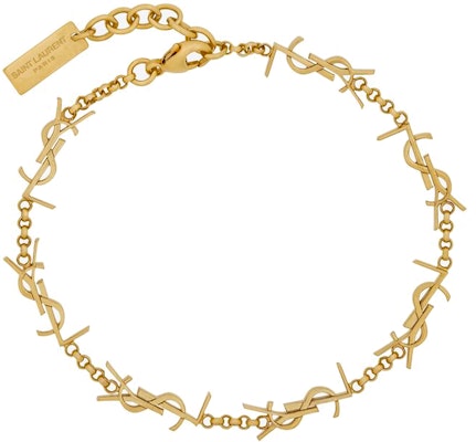 (Women) SAINT LAURENT Gold Brass Bracelet with Engraved Metal Logo Plaque. 757664Y15008030 Order (Women) SAINT LAURENT Gold Brass Bracelet with Engraved Metal Logo Plaque. 757664Y15008030