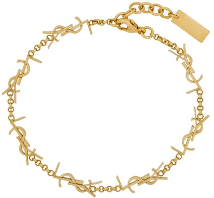 (Women) SAINT LAURENT Gold Brass Bracelet with Engraved Metal Logo Plaque. 757664Y15008030 Lookbook (Women) SAINT LAURENT Gold Brass Bracelet with Engraved Metal Logo Plaque. 757664Y15008030