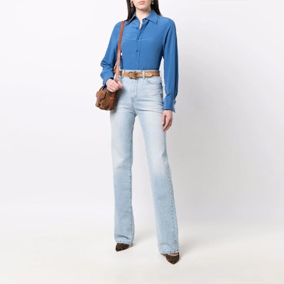 (Women) SAINT LAURENT High-Waisted Washed Denim Jeans SS22 Light Blue. 691771Y35AK4925 Lookbook (Women) SAINT LAURENT High-Waisted Washed Denim Jeans SS22 Light Blue. 691771Y35AK4925