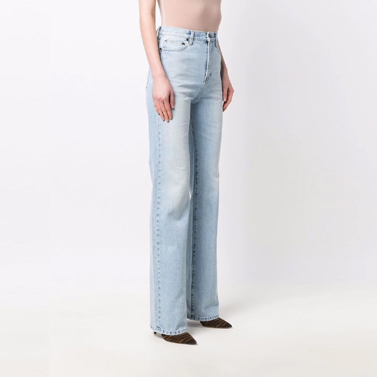 Purchase (Women) SAINT LAURENT  High-Waisted Washed Denim Jeans SS22 Light Blue. 691771Y35AK4925