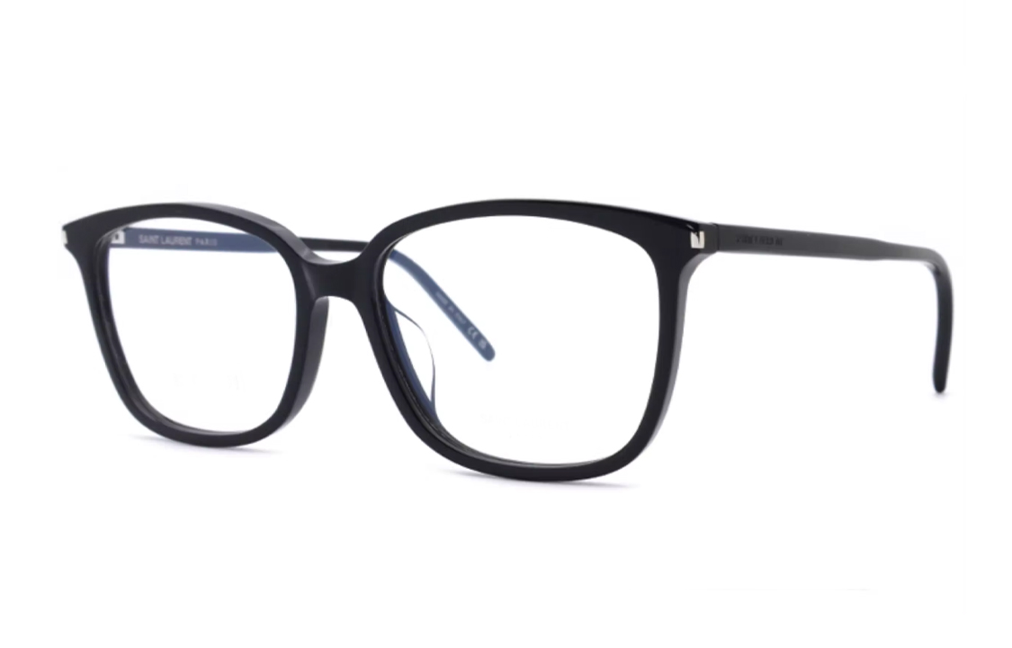 (Women) Saint Laurent  Irregular Acetate Optical Glasses Black with Side Logo. SL453F-001