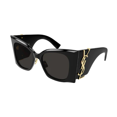 (Women) Saint Laurent Irregular Black Sunglasses with Logo and Adjustable Nose Pads SLM119F-BLAZE001