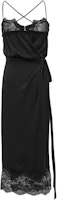 (Women) Saint Laurent Lace Midi Tie-Strap Slip Dress Black 802036Y720W1000 (Women) Saint Laurent Lace Midi Tie-Strap Slip Dress Black 802036Y720W1000