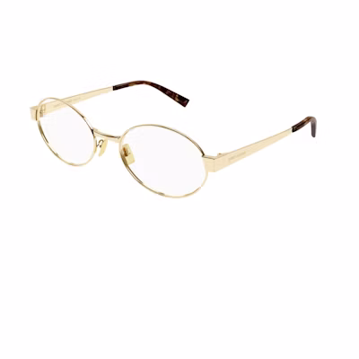 (Women) SAINT LAURENT Oval Gold Metal Optical Glasses Frames. SL692OPT002