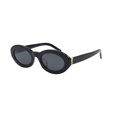 (Women) SAINT LAURENT Oval Interlocking Letter Optical Glasses - Black SLM136/F-001