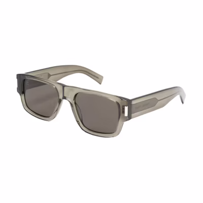 (Women) SAINT LAURENT Rectangular Green Sunglasses with Engraved Temples. SL659