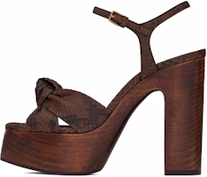 (Women) Saint Laurent 'Red Brown Python and Wood Sandals' 649108LG2009838 (Women) Saint Laurent 'Red Brown Python and Wood Sandals' 649108LG2009838