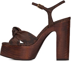 (Women) Saint Laurent 'Red Brown Python and Wood Sandals' 649108LG2009838 (Women) Saint Laurent 'Red Brown Python and Wood Sandals' 649108LG2009838