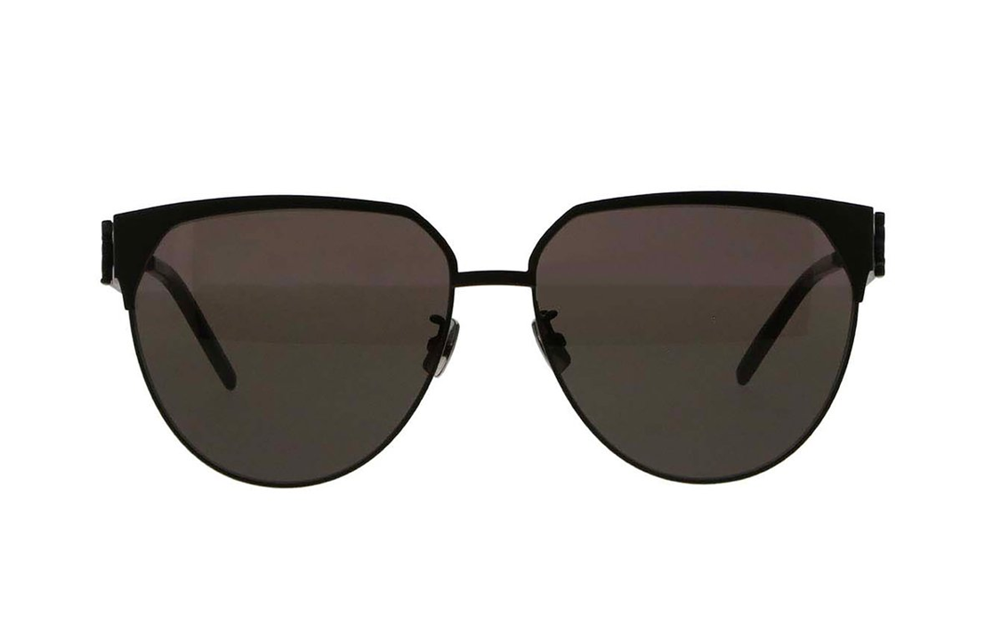 Lookbook (Women) SAINT LAURENT  Round Black Sunglasses with Logo Temples. SLM43F00161
