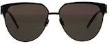 Lookbook (Women) SAINT LAURENT Round Black Sunglasses with Logo Temples. SLM43F00161