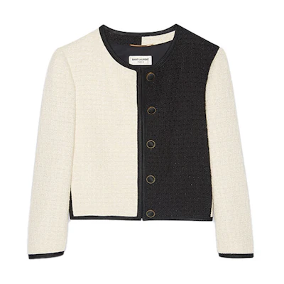 (Women) SAINT LAURENT Short Color-Block Tweed Jacket White Ecru. 668543Y3C719601