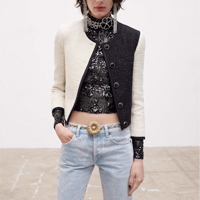 (W) サンローラン ショートカラー ブロックツイードジャケット ホワイト エクリュ 668543Y3C719601 Shop (W) サンローラン ショートカラー ブロックツイードジャケット ホワイト エクリュ 668543Y3C719601