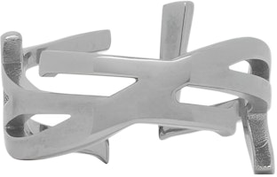 (Women) SAINT LAURENT Silver Brass Twisted Open Metal Ring 670468Y15008126 (Women) SAINT LAURENT Silver Brass Twisted Open Metal Ring 670468Y15008126