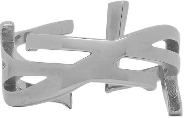 (Women) SAINT LAURENT Silver Brass Twisted Open Metal Ring 670468Y15008126 Buy (Women) SAINT LAURENT Silver Brass Twisted Open Metal Ring 670468Y15008126