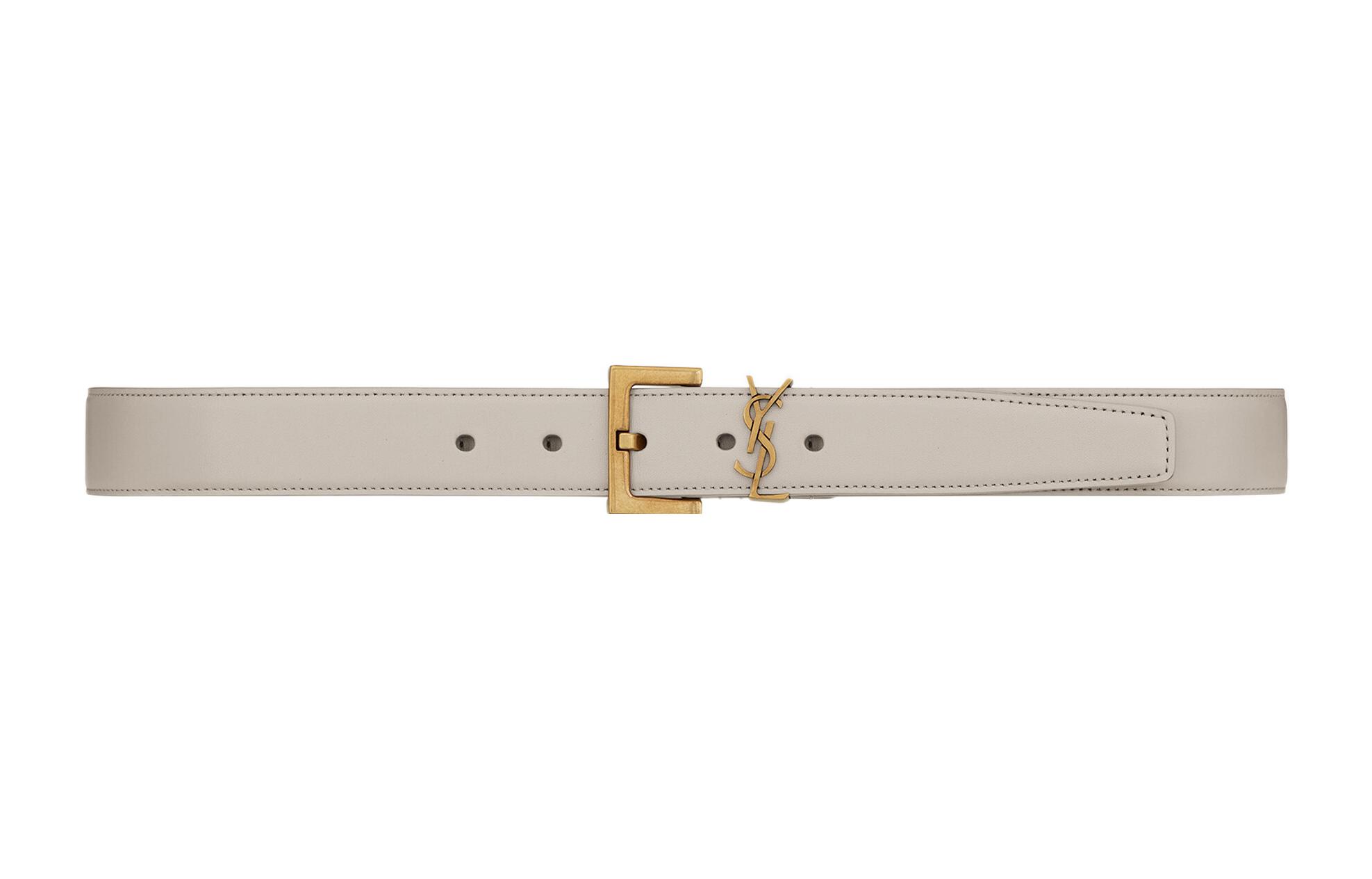 Lookbook (Women) Saint Laurent  Simple Calfskin Leather Belt 3cm Wide. 634437BOO0W9207