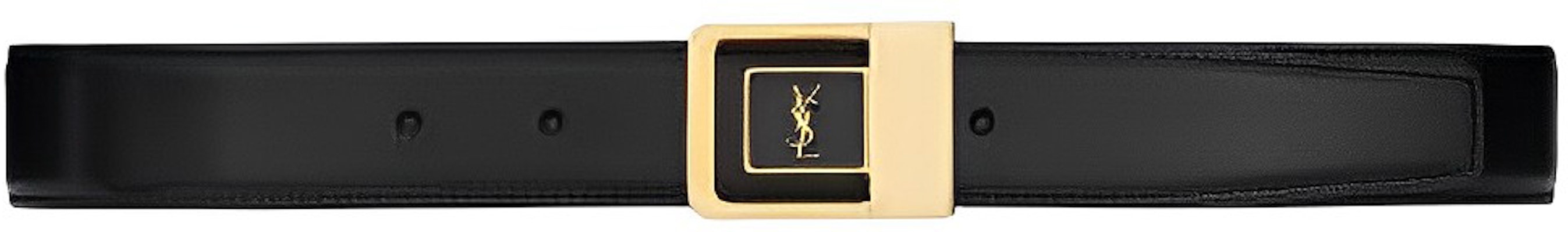 (Women) Saint Laurent Sleek Black Leather Belt with Stylish Smooth Buckle. 732556AAB251000 Buy (Women) Saint Laurent Sleek Black Leather Belt with Stylish Smooth Buckle. 732556AAB251000