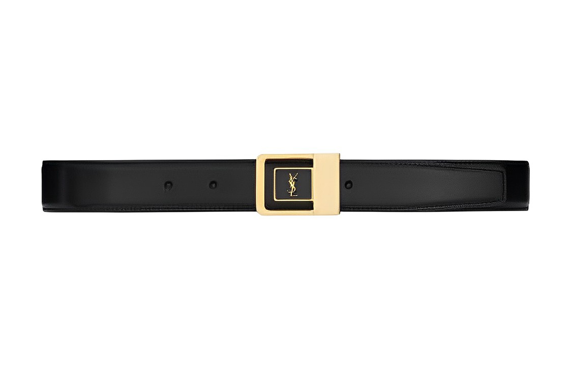Order (Women) Saint Laurent  Sleek Black Leather Belt with Stylish Smooth Buckle. 732556AAB251000