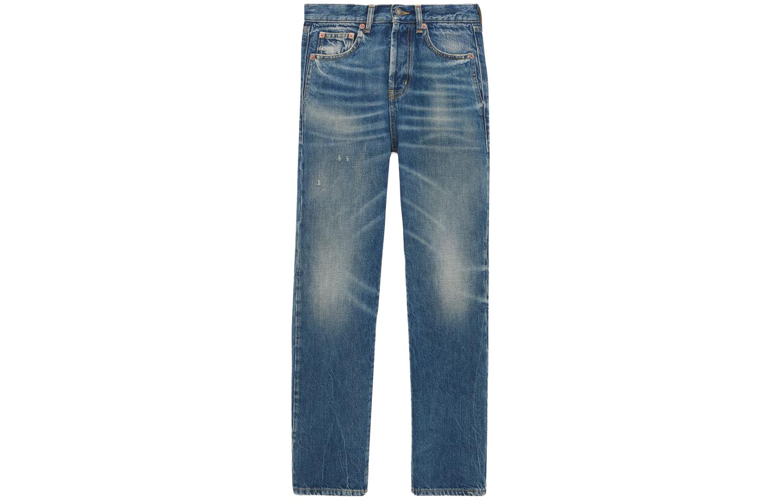 Order (Women) SAINT LAURENT  Slim Fit Straight Blue Denim Jeans 739003YV9705017
