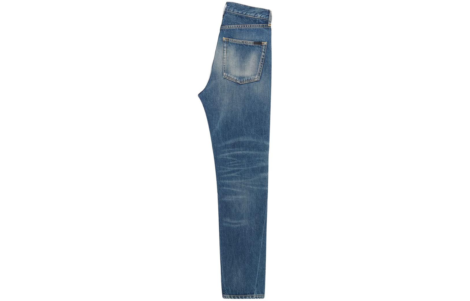 Lookbook (Women) SAINT LAURENT  Slim Fit Straight Blue Denim Jeans 739003YV9705017