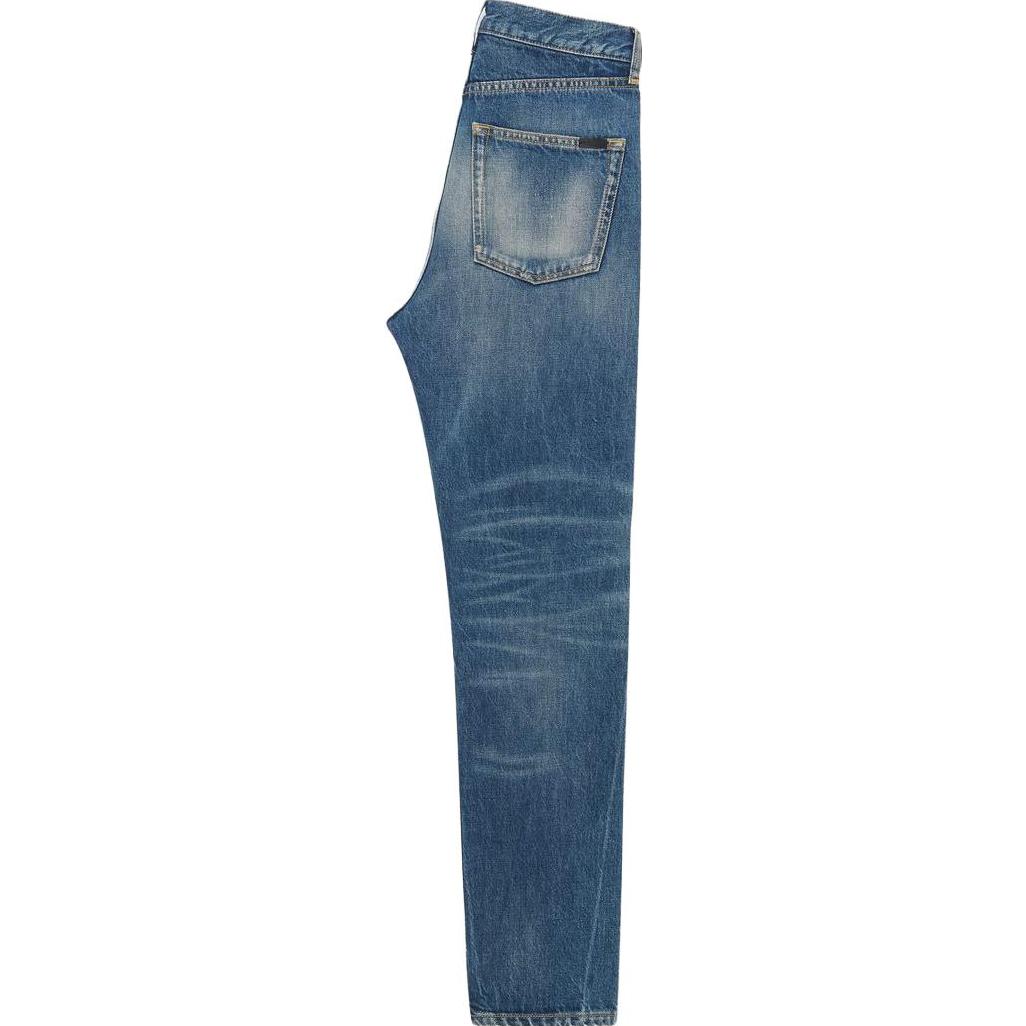 Purchase (Women) SAINT LAURENT  Slim Fit Straight Blue Denim Jeans 739003YV9705017