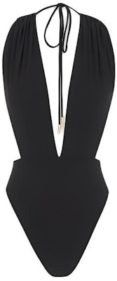 (Women) SAINT LAURENT Solid Backless Halter One-Piece Swimsuit Black 777741Y601V1000 Buy (Women) SAINT LAURENT Solid Backless Halter One-Piece Swimsuit Black 777741Y601V1000