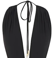 Shop (Women) SAINT LAURENT Solid Backless Halter One-Piece Swimsuit Black 777741Y601V1000