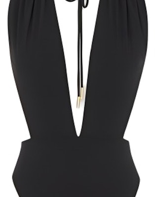 (Women) SAINT LAURENT Solid Backless Halter One-Piece Swimsuit Black 777741Y601V1000 Purchase (Women) SAINT LAURENT Solid Backless Halter One-Piece Swimsuit Black 777741Y601V1000