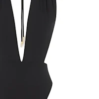 Sizing (Women) SAINT LAURENT Solid Backless Halter One-Piece Swimsuit Black 777741Y601V1000