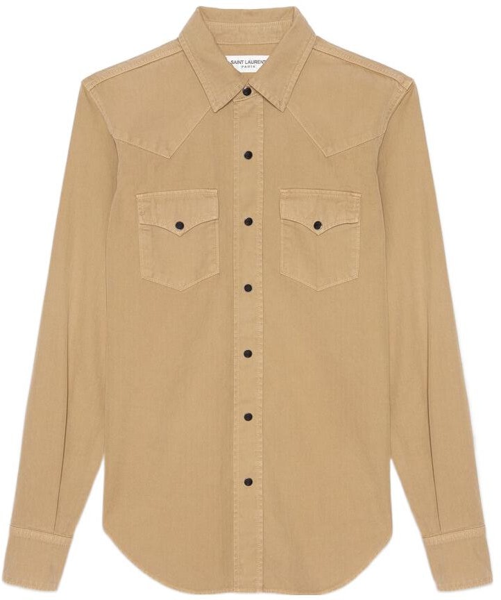 women-saint-laurent-solid-button-up-long-sleeve-shirt-khaki-color-615139-y27-bb-9241