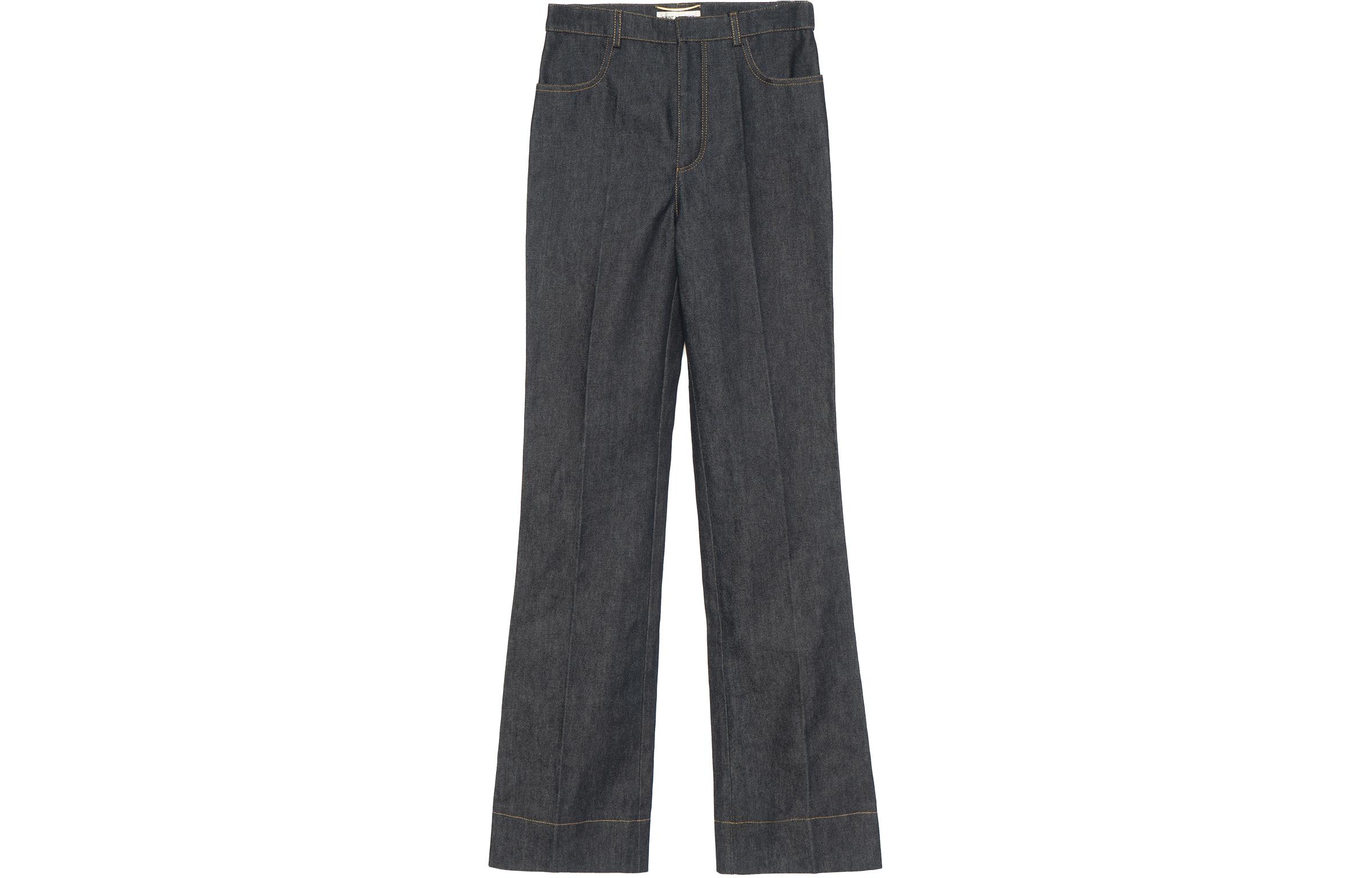 (Women) SAINT LAURENT  Solid Pocket Flared Jeans Indigo Blue. 693735Y8E034840