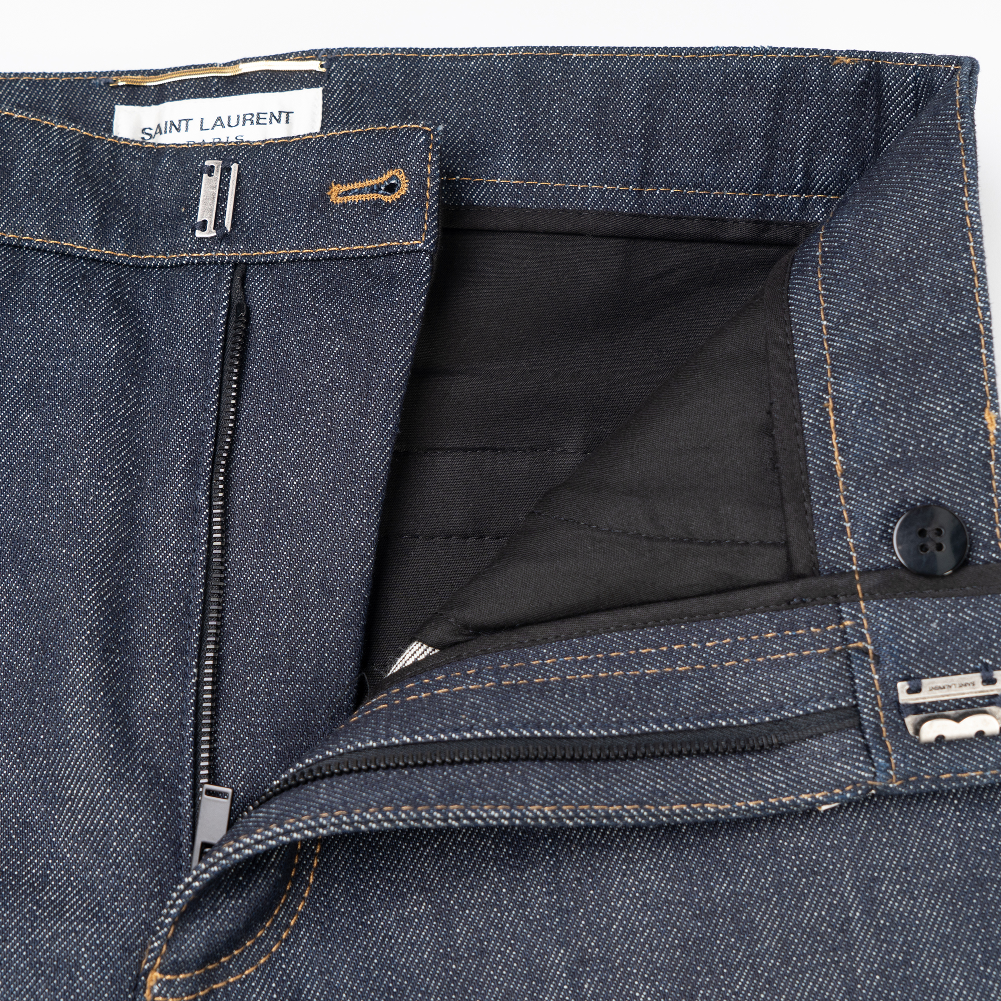 Shop (Women) SAINT LAURENT  Solid Pocket Flared Jeans Indigo Blue. 693735Y8E034840