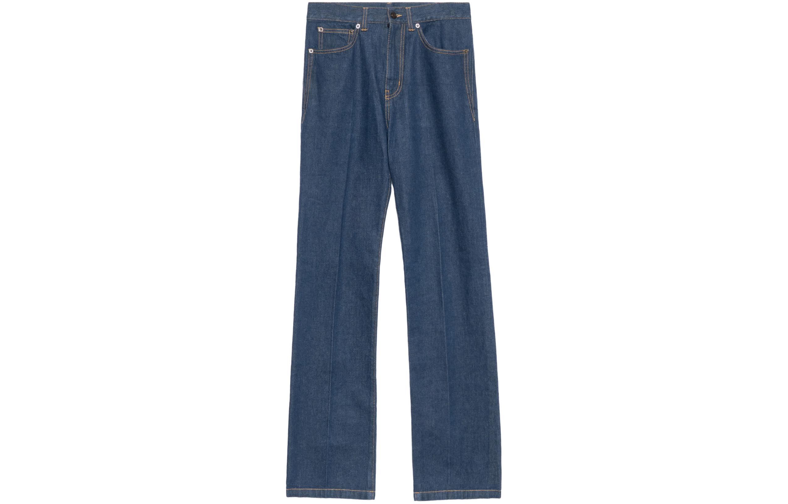 (Women) SAINT LAURENT  Solid Straight-Leg Casual Jeans in Blue 705103Y24MA4127