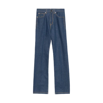 (Women) SAINT LAURENT Solid Straight-Leg Casual Jeans in Blue 705103Y24MA4127